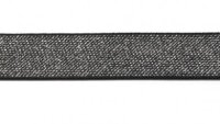 Glitzergummi 25mm schwarz/silber