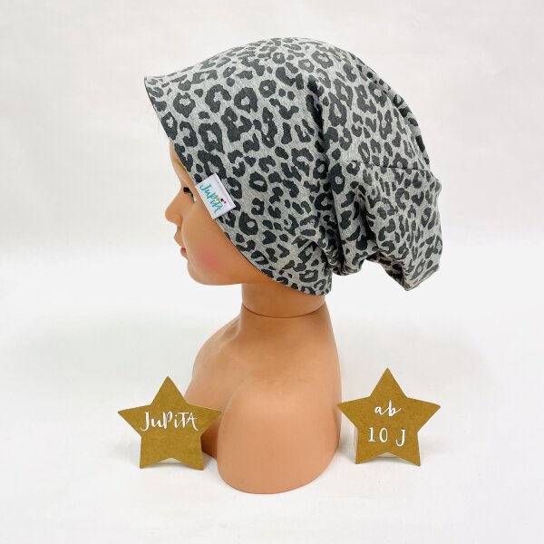 Beanie Leopard grau/ Glitzer