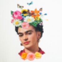Frida Kahlo Pixel Panel weiß