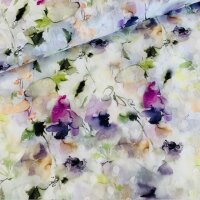 Blumen Baumwoll-Voile lila/grün