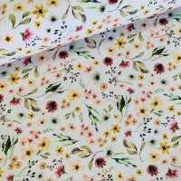 Blumen und Blätter Jersey offwhite