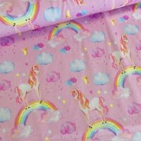 Einhörner auf Regebögen Jersey rosa