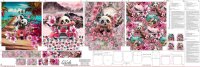 Panel Turnbeutel Pandas im Blumenmeer
