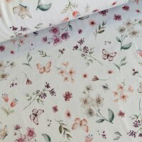 Blumen und Schmetterlinge Jersey offwhite
