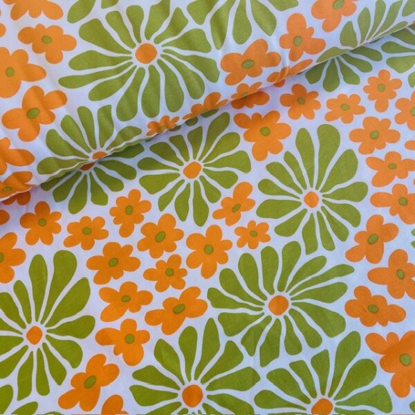 Retro flowers Jersey weiß