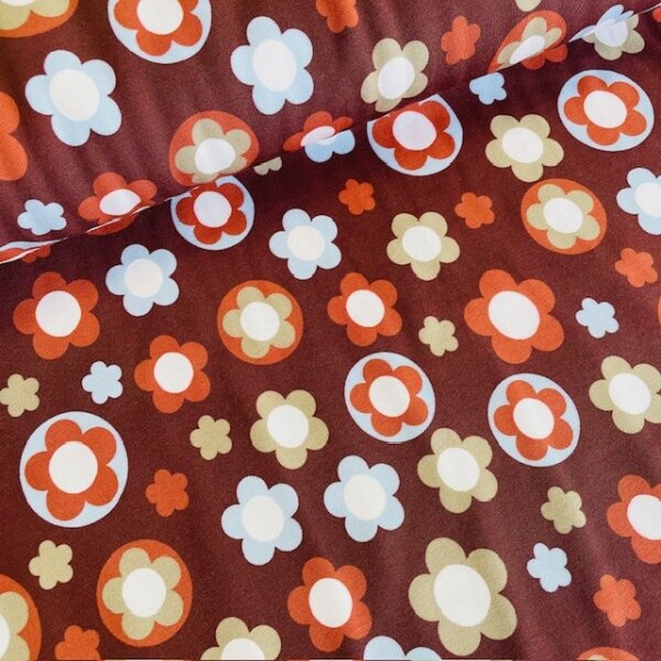 Flower power Jersey braun