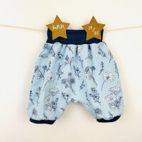 Pumphose kurz Blumen jeansblau