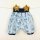 Pumphose kurz Blumen jeansblau