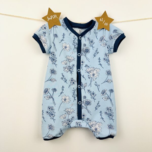 Spielanzug Blumen jeansblau