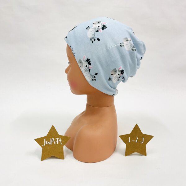 Beanie & Loop Zebras hellblau