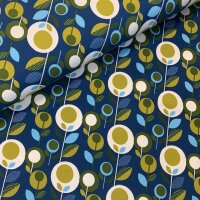 Retro Blumen Jersey blau