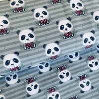 Pandas French Terry grau gestreift