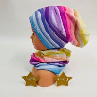 Beanie & Loop Wavy stripes Regenbogen