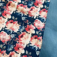Aquarellblumen Softshell jeansblau