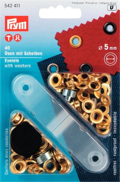 Prym Ösen mit Scheiben Ø 5mm gold