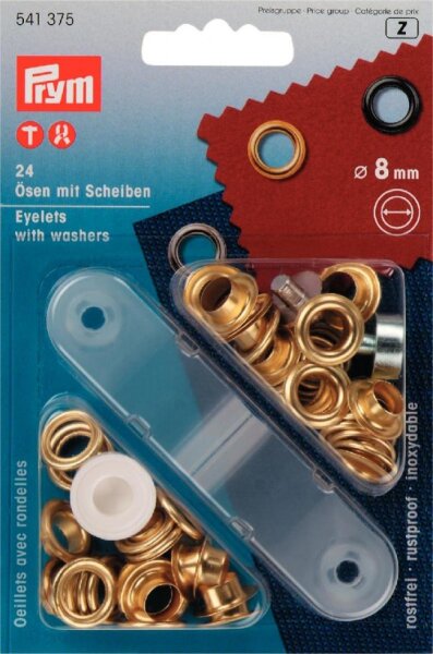 Prym Ösen mit Scheiben Ø 8mm gold