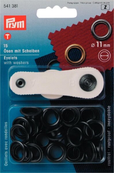 Prym Ösen mit Scheiben Ø 11mm schwarz